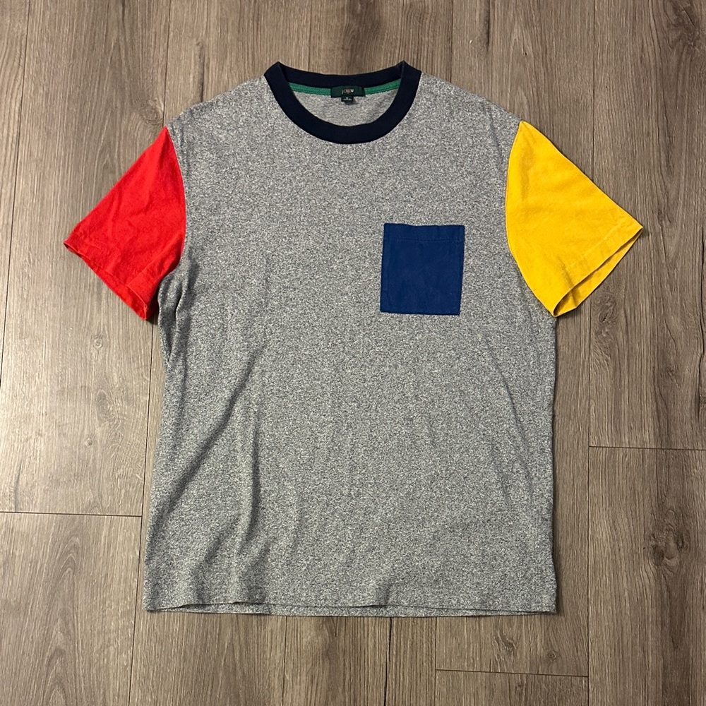 J. Crew Colorblock Tee - Gray, Red, Yellow, Blue